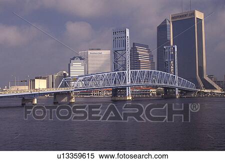 skyline, Jacksonville, FL, drawbridge, Florida, View of skyline of Jacksonville and Main Street Bridge which spans the St. Johns River. View Large Photo Image Stock Photography - skyline, Jacksonville, FL, drawbridge, Florida, View of skyline of Jacksonville and Main Street Bridge which spans the St. Johns River.. Fotosearch