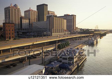skyline, Louisville, KY, Kentucky, Ohio River, Skyline of downtown Louisville along the Ohio River. View Large Photo Image Stock Image - skyline, Louisville, KY, Kentucky, Ohio River, Skyline of downtown Louisville along the Ohio River. . Fotosearch
