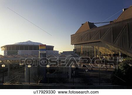 Stock Image -  sports complex, Atlanta, Georgia, GA, Omni Complex and Georgia Dome in downtown Atlanta. . Fotosearch