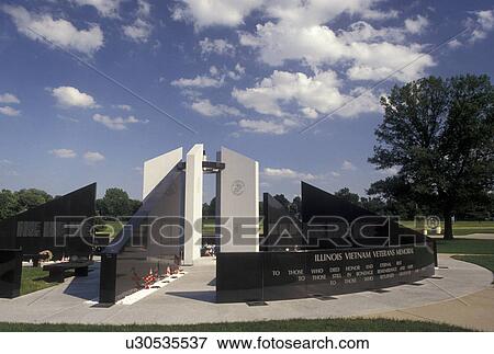 Stock Photo -  Springfield, IL, Illinois, The Illinois Vietnam Veterans Memorial at Oak Ridge Cemetery in Springfield.. Fotosearch