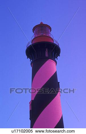St. Augustine, FL, Florida, St. Augustine Lighthouse against a blue sky on Anastasia Island in Saint Augustine. View Large Photo Image Stock Photography - St. Augustine, FL, Florida, St. Augustine Lighthouse against a blue sky on Anastasia Island in Saint Augustine.. Fotosearch