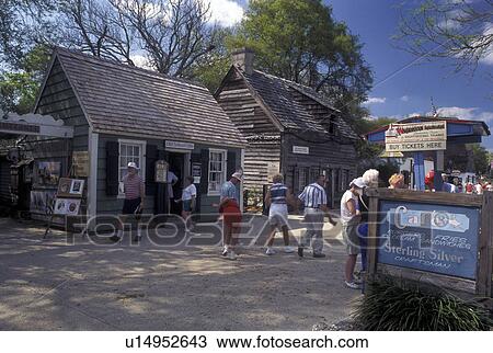 St. Augustine, FL, Florida, Tourists outside the Oldest Wooden Schoolhouse and gift shop in The Old City in Saint Augustine. View Large Photo Image Stock Image - St. Augustine, FL, Florida, Tourists outside the Oldest Wooden Schoolhouse and gift shop in The Old City in Saint Augustine.. Fotosearch