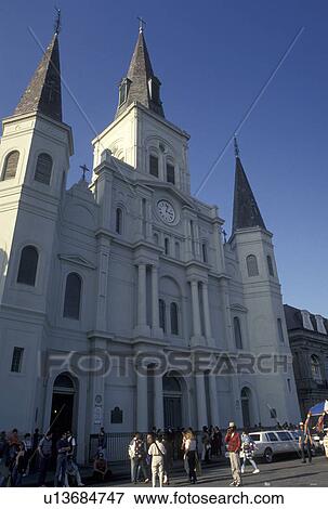 St. Louis Cathedral, New Orleans, LA, French Quarter, Louisiana, Saint Louis Cathedral at Jackson Square in New Orleans. View Large Photo Image Stock Photo - St. Louis Cathedral, New Orleans, LA, French Quarter, Louisiana, Saint Louis Cathedral at Jackson Square in New Orleans. . Fotosearch