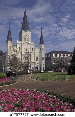 St. Louis Cathedral, New Orleans, LA, French Quarter, Louisiana, Saint Louis Cathedral at Jackson Square in New Orleans. View Large Photo Image Stock Photo - St. Louis Cathedral, New Orleans, LA, French Quarter, Louisiana, Saint Louis Cathedral at Jackson Square in New Orleans. . Fotosearch