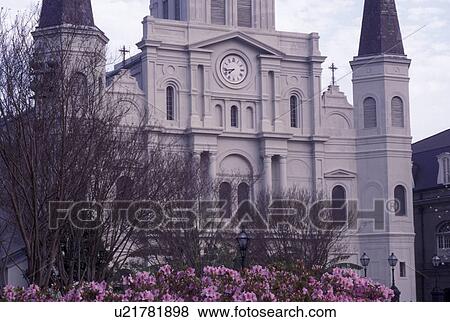 St. Louis Cathedral, New Orleans, LA, French Quarter, Louisiana, Saint Louis Cathedral at Jackson Square in New Orleans. View Large Photo Image Stock Photo - St. Louis Cathedral, New Orleans, LA, French Quarter, Louisiana, Saint Louis Cathedral at Jackson Square in New Orleans. . Fotosearch
