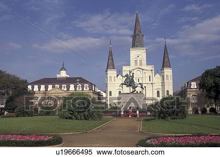 St. Louis Cathedral, New Orleans, LA, French Quarter, Louisiana, Saint Louis Cathedral at Jackson Square in New Orleans. View Large Photo Image Stock Photography - St. Louis Cathedral, New Orleans, LA, French Quarter, Louisiana, Saint Louis Cathedral at Jackson Square in New Orleans. . Fotosearch