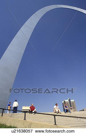 Stock Photo -  St. Louis, Gateway Arch, MO, Missouri, The Gateway Arch, Jefferson National Expansion Memorial, in Saint Louis. Gateway to the West.. Fotosearch