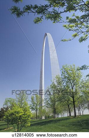 Stock Photography -  St. Louis, Gateway Arch, MO, Missouri, The Gateway Arch, Jefferson National Expansion Memorial, in Saint Louis in the spring. Gateway to the West.. Fotosearch