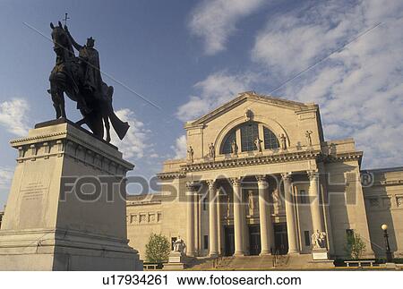 Stock Image -  St. Louis, MO, Missouri, Statue of St. Louis the Crusader at St. Louis Art Museum in Forest Park in Saint Louis.. Fotosearch
