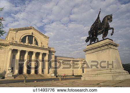 Stock Photograph -  St. Louis, MO, Missouri, Statue of St. Louis the Crusader at St. Louis Art Museum in Forest Park in Saint Louis.. Fotosearch