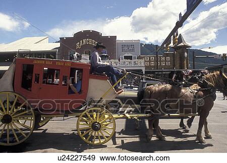stage coach, Jackson, WY, Wyoming, A stage coach carries tourists through downtown Jackson. View Large Photo Image Stock Photo - stage coach, Jackson, WY, Wyoming, A stage coach carries tourists through downtown Jackson.. Fotosearch