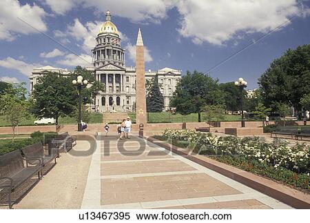 Stock Photography -  State Capitol, CO, Denver, State House, Colorado, The Colorado State Capitol Building and Civic Center Park in downtown Denver.. Fotosearch