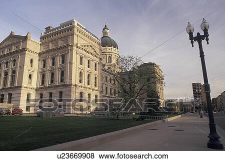 Stock Photo -  State Capitol, Indianapolis, IN, State House, Indiana, Indiana State Capitol building in the capital city of Indianapolis.. Fotosearch