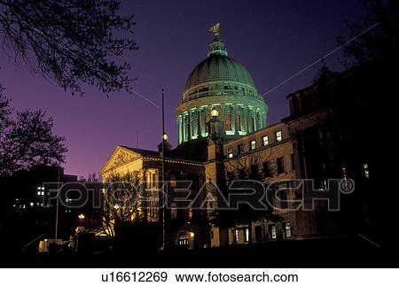 State Capitol, Jackson, State House, Mississippi, MS, The State Capitol Building in the capital city of Jackson in the evening. View Large Photo Image Stock Photo - State Capitol, Jackson, State House, Mississippi, MS, The State Capitol Building in the capital city of Jackson in the evening.. Fotosearch