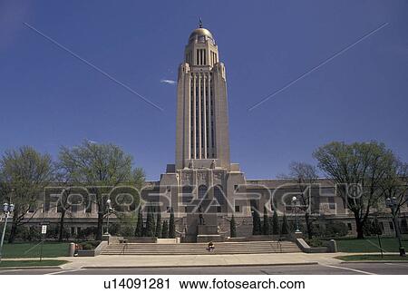 Stock Image -  State Capitol, Lincoln, NE, Nebraska, State House, Nebraska State Capitol in the capital city of Lincoln.. Fotosearch