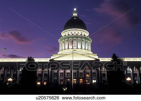 State Capitol, Salt Lake City, UT, State House, Utah, The State Capitol Building illuminated at night in Salt Lake City. View Large Photo Image Stock Photograph - State Capitol, Salt Lake City, UT, State House, Utah, The State Capitol Building illuminated at night in Salt Lake City. . Fotosearch