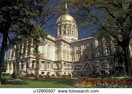 Stock Photo -  State Capitol, State House, Atlanta, Georgia, GA, The State Capitol Building in the spring in the capital city of Atlanta. . Fotosearch