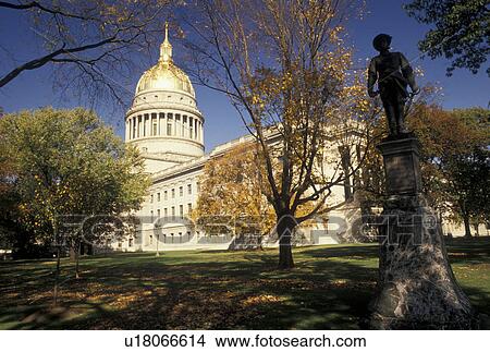 Picture -  State Capitol, WV, Charleston, State House, West Virginia, West Virginia State Capitol Building in the capital city of Charleston in autumn.. Fotosearch