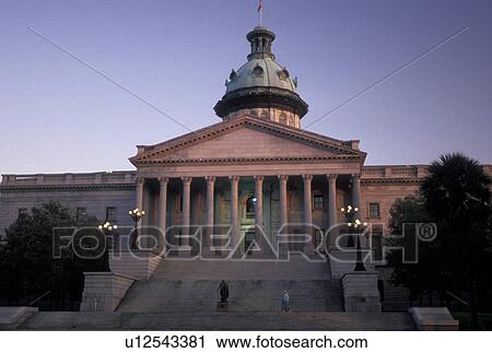 Stock Image -  State House, State Capitol, Columbia, South Carolina, SC, The State House at sunset in the capital city of Columbia.. Fotosearch