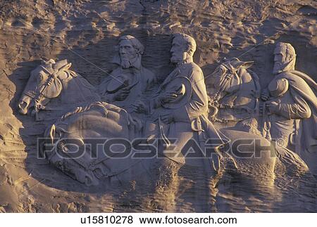 Stone Mountain, Atlanta, GA, Georgia, The Confederate Memorial Carving of President Jefferson Davis, General Thomas Stonewall Jackson and General Robert E. Lee on Stone Mountain at Georgia's Stone Mountain Park in Atlanta. View Large Photo Image Stock Photo - Stone Mountain, Atlanta, GA, Georgia, The Confederate Memorial Carving of President Jefferson Davis, General Thomas Stonewall Jackson and General Robert E. Lee on Stone Mountain at Georgia's Stone Mountain Park in Atlanta. . Fotosearch