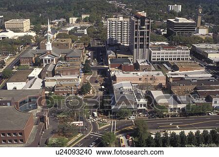 Stock Image -  Tallahassee, FL, Florida, Aerial view of downtown Tallahassee.. Fotosearch