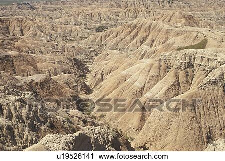 Stock Image -  The Badlands, Badlands National Park, SD, South Dakota, Scenic view of rock formations in Badlands Nat'l Park in South Dakota.. Fotosearch