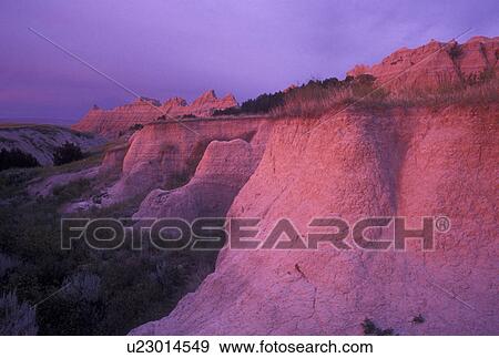 The Badlands, Badlands National Park, SD, South Dakota, Scenic view of rock formations in Badlands Nat'l Park at sunrise in South Dakota. View Large Photo Image Stock Photo - The Badlands, Badlands National Park, SD, South Dakota, Scenic view of rock formations in Badlands Nat'l Park at sunrise in South Dakota.. Fotosearch