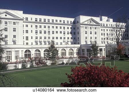Picture -  The Greenbrier Hotel, resort, White Sulphur Springs, WV, West Virginia, The Greenbrier Hotel a classic historic large-scale hotel in White Sulphur Springs.. Fotosearch