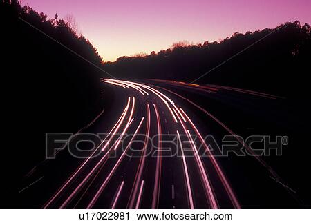 traffic, expressway, Atlanta, Georgia, GA, Streaks of headlights and taillights of traffic at sunset on Highway 78 in Atlanta. View Large Photo Image Stock Image - traffic, expressway, Atlanta, Georgia, GA, Streaks of headlights and taillights of traffic at sunset on Highway 78 in Atlanta. . Fotosearch