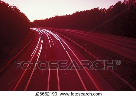 traffic, road, Atlanta, Georgia, GA, Streaks of headlights and taillights of traffic at sunset on Highway 78 in Atlanta. View Large Photo Image Stock Image - traffic, road, Atlanta, Georgia, GA, Streaks of headlights and taillights of traffic at sunset on Highway 78 in Atlanta. . Fotosearch