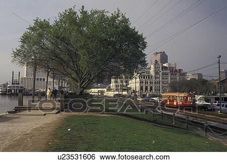 trolley, New Orleans, Louisiana, LA, Red Riverfront Trolley on the riverfront in New Orleans. View Large Photo Image Stock Photograph - trolley, New Orleans, Louisiana, LA, Red Riverfront Trolley on the riverfront in New Orleans.. Fotosearch