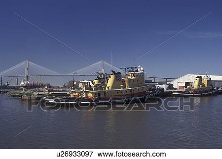 Stock Photo -  tugboat, Savannah, GA, Georgia, Tugboats on the Savannah River in Savannah.. Fotosearch