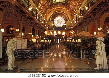 Stock Image -  Union Station, Indianapolis, IN, Indiana, Interior of Union Station in Indianapolis.. Fotosearch