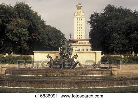 Stock Image -  University of Texas, Austin, TX, Texas, Littlefield Fountain on the University of Texas campus in Austin.. Fotosearch