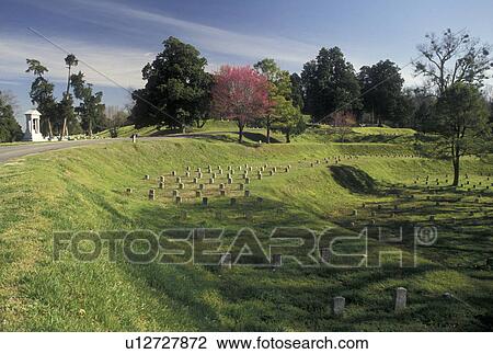 Stock Image -  Vicksburg National Military Park, Mississippi, Vicksburg, MS, National Cemetery at Vicksburg Nat'l Military Park in Mississippi.. Fotosearch