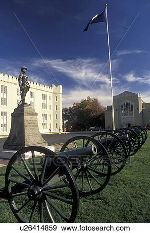 VMI, academy, Virginia Military Institute, Lexington, VA, college, Virginia, Cannons and Stonewall Jackson Statue outside the Barracks on the campus of Virginia Military Institute in Lexington. View Large Photo Image Stock Photo - VMI, academy, Virginia Military Institute, Lexington, VA, college, Virginia, Cannons and Stonewall Jackson Statue outside the Barracks on the campus of Virginia Military Institute in Lexington.. Fotosearch