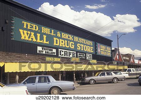 Stock Photo -  Wall Drugs, Wall, SD, South Dakota, Badlands, Wall home of the block-long famous Wall Drug Store.. Fotosearch