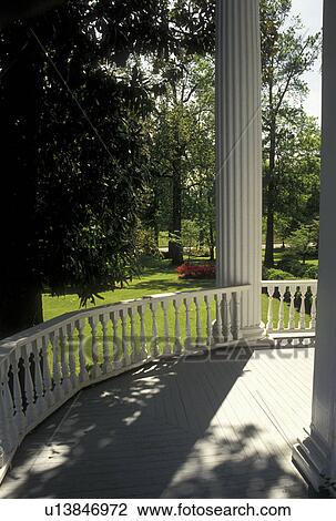 Stock Image -  Washington, GA, Georgia, The front porch of The Chandler/Irving/Ray House in Washington.. Fotosearch