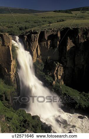Stock Photograph -  waterfall, Rio Grande National Forest, CO, Colorado, North Clear Creek Falls cascading in Rio Grande Nat'l Forest in Colorado.. Fotosearch