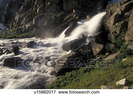 waterfall, river, Wind River Range, Bridger-Teton National Forest, WY, Wyoming, Waterfalls in the Wind River Range Mountains in the Bridger-Teton Nat'l Forest in Wyoming. View Large Photo Image Stock Photo - waterfall, river, Wind River Range, Bridger-Teton National Forest, WY, Wyoming, Waterfalls in the Wind River Range Mountains in the Bridger-Teton Nat'l Forest in Wyoming.. Fotosearch