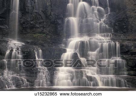 Stock Photography -  waterfalls, MN, Lake Superior, North Shore Drive, Minnesota, Gooseberry Lower Falls along Gooseberry River in Gooseberry State Park.. Fotosearch