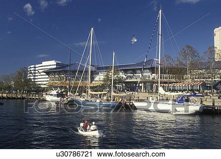 waterfront, Norfolk, VA, Virginia, Hampton Roads, Sailboats docked along Elizabeth River at Waterside in downtown Norfolk. View Large Photo Image Stock Image - waterfront, Norfolk, VA, Virginia, Hampton Roads, Sailboats docked along Elizabeth River at Waterside in downtown Norfolk.. Fotosearch