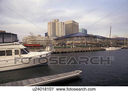 waterfront, Norfolk, Virginia, VA, Hampton Roads, The Waterside along the Elizabeth River in downtown Norfolk. View Large Photo Image Stock Photo - waterfront, Norfolk, Virginia, VA, Hampton Roads, The Waterside along the Elizabeth River in downtown Norfolk.. Fotosearch