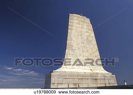 Stock Photo -  Wright Brothers National Memorial, North Carolina, Outer Banks, NC, The Wright Memorial Shaft on Kills Devil Hill in the Outer Banks of North Carolina.. Fotosearch