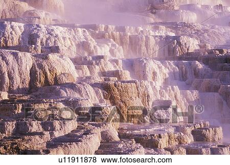 Yellowstone National Park, Mammoth Hot Springs, WY, Wyoming, Canary Springs, a terrace-like formation created by limestone deposits, at Mammoth Hot Springs in Yellowstone Nat'l Park in Wyoming. View Large Photo Image Stock Photo - Yellowstone National Park, Mammoth Hot Springs, WY, Wyoming, Canary Springs, a terrace-like formation created by limestone deposits, at Mammoth Hot Springs in Yellowstone Nat'l Park in Wyoming. . Fotosearch