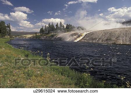 Yellowstone National Park, WY, Wyoming, Run off from hot springs drain into Iron Creek at Biscuit Basin in Yellowstone Nat'l Park in Wyoming. View Large Photo Image Picture - Yellowstone National Park, WY, Wyoming, Run off from hot springs drain into Iron Creek at Biscuit Basin in Yellowstone Nat'l Park in Wyoming.. Fotosearch
