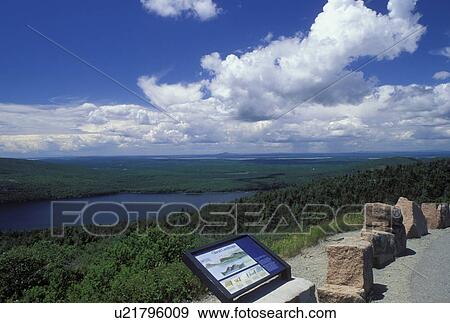 Acadia National Park, ME, Maine, Mount Desert Island, Cadillac Mt Scenic view of Eagle Lake from Cadillac Mountain Road in Acadia Nat'l Park on the Atlantic Ocean. View Large Photo Image Stock Photo - Acadia National Park, ME, Maine, Mount Desert Island, Cadillac Mt Scenic view of Eagle Lake from Cadillac Mountain Road in Acadia Nat'l Park on the Atlantic Ocean. . Fotosearch
