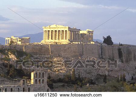 Acropolis, Athens, Greece, Europe, View of the Acropolis and the Parthenon from Filopappos Hill at sunset. View Large Photo Image Stock Image - Acropolis, Athens, Greece, Europe, View of the Acropolis and the Parthenon from Filopappos Hill at sunset.. Fotosearch