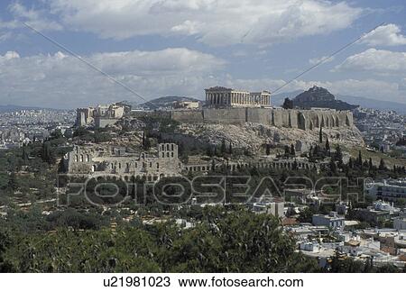 Acropolis, Athens, Greece, Europe, View of the Acropolis from Filopappos Hill. View Large Photo Image Stock Image - Acropolis, Athens, Greece, Europe, View of the Acropolis from Filopappos Hill.. Fotosearch