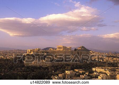 Acropolis, Athens, Greece, Europe, View of the Acropolis from Filopappos Hill. View Large Photo Image Stock Photo - Acropolis, Athens, Greece, Europe, View of the Acropolis from Filopappos Hill.. Fotosearch